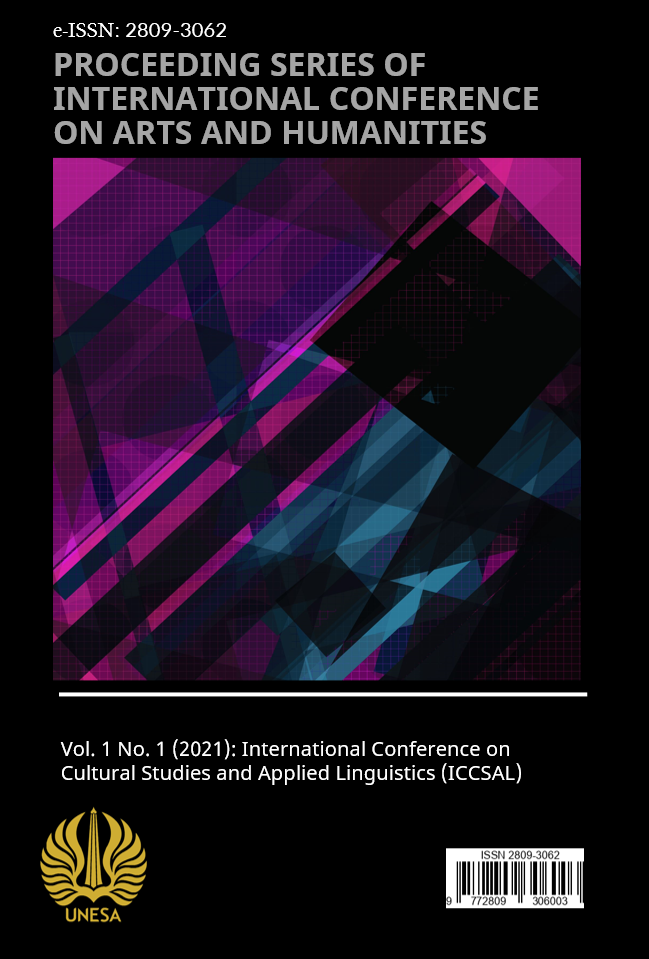 					View Vol. 1 (2021): International Conference on Cultural Studies and Applied Linguistics (ICCSAL) Proceeding
				